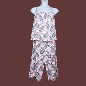 Printfresh Womens Pink Bagheera Tiger Queen Print Tank Top Pajama Set Size 2X